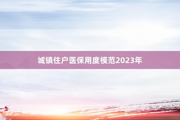 城镇住户医保用度模范2023年