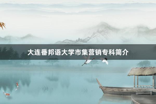 大连番邦语大学市集营销专科简介